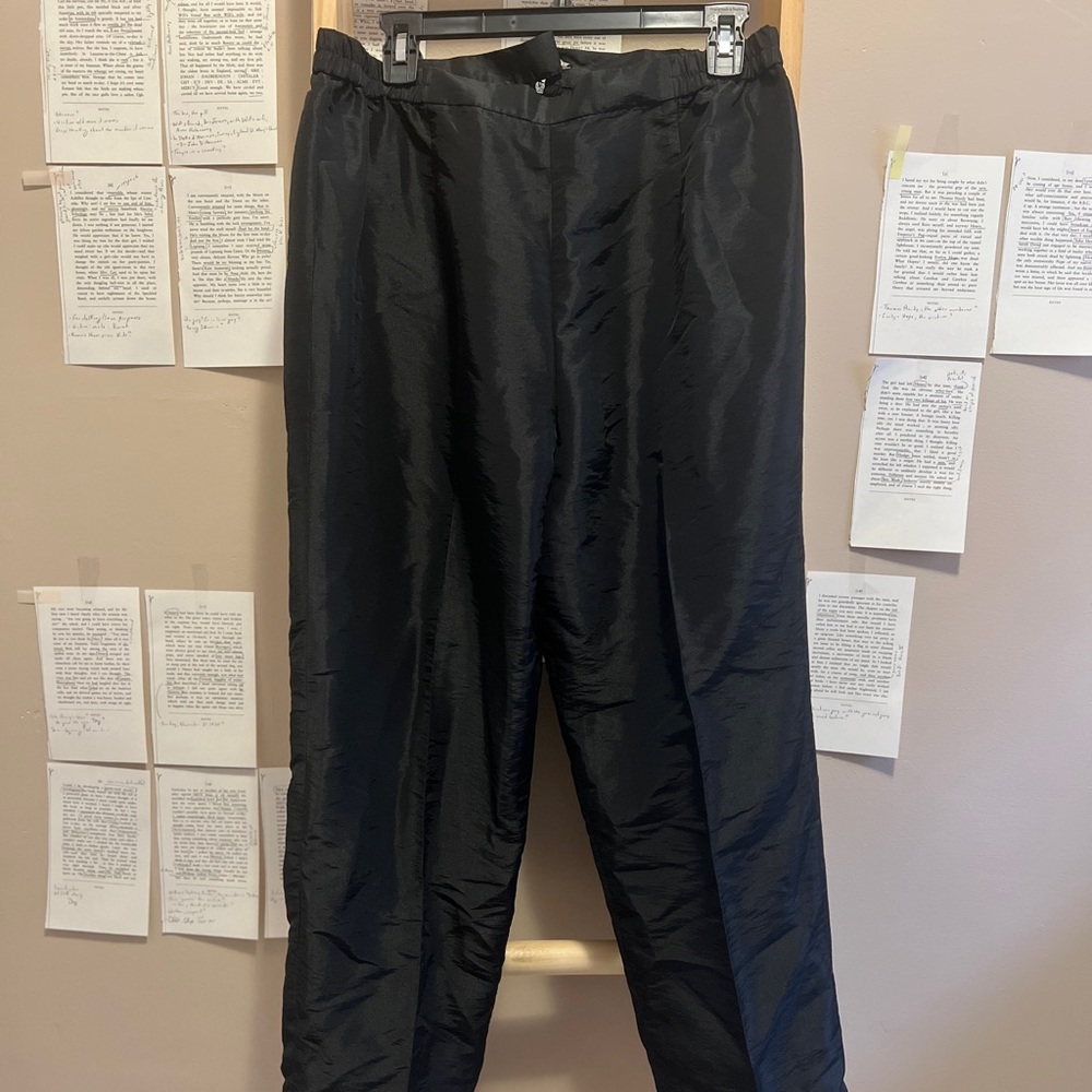 Black Shiny Pants with Zipper and Hook